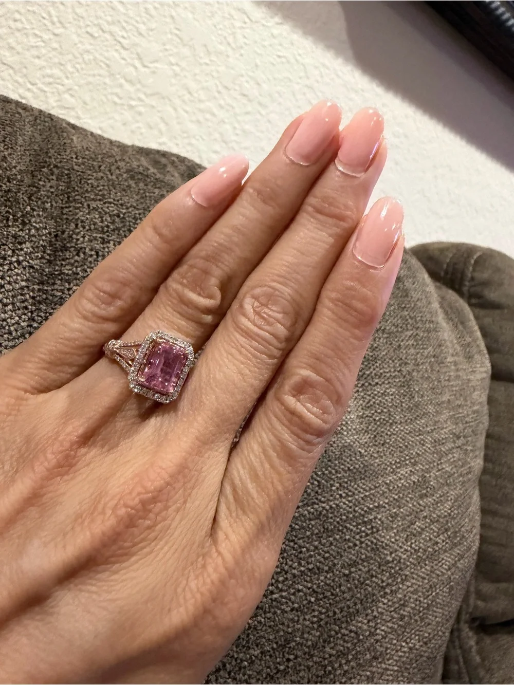 $7218 Natural 2.11 CT Pink Tourmaline & Diamond Ring | 14K Rose Gold